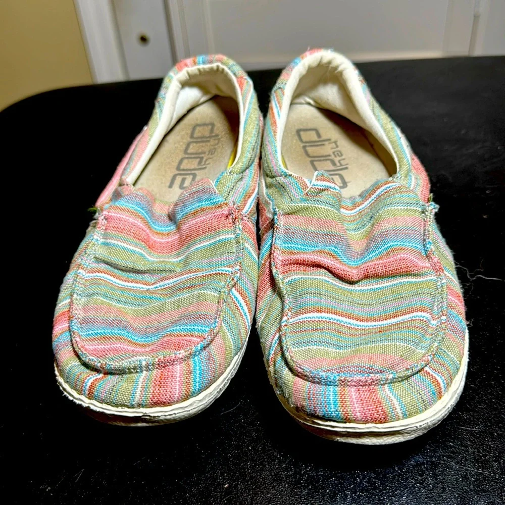 Hey dude Misty Chambray stripes grass L7-Y6 slipon loafer sneakers